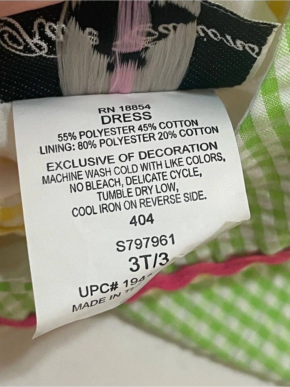 Rare Editions Yellow & Green Gingham Floral Appliqué Dress